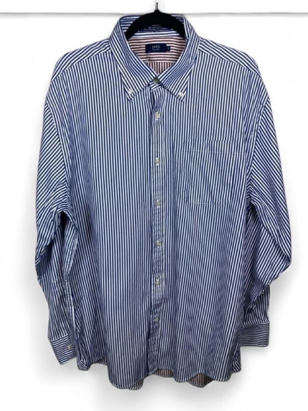 Lincs Davis Chu Men's Blue and White Striped Button Down Shirt Sz XL